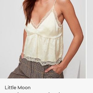 Aritzia V-Neck Yellow Cami with Lace Trim